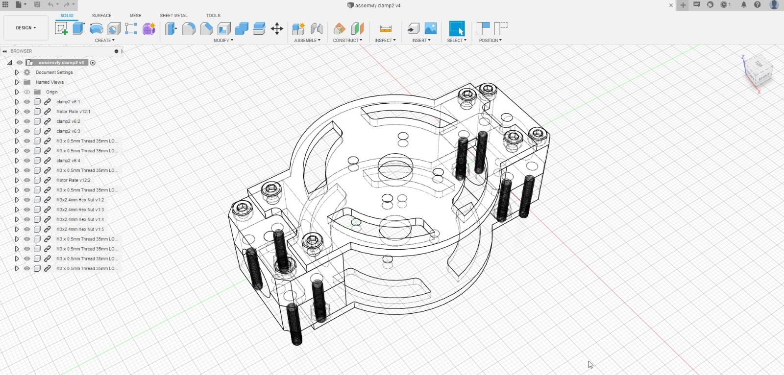 A CAD design for a motor bracket